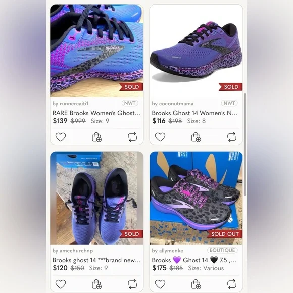RARE Brooks 🦄 Ghost 14 🖤 Leopard Cheetah Athletic Running Shoes Black Purple 7.5 - Picture 11 of 12